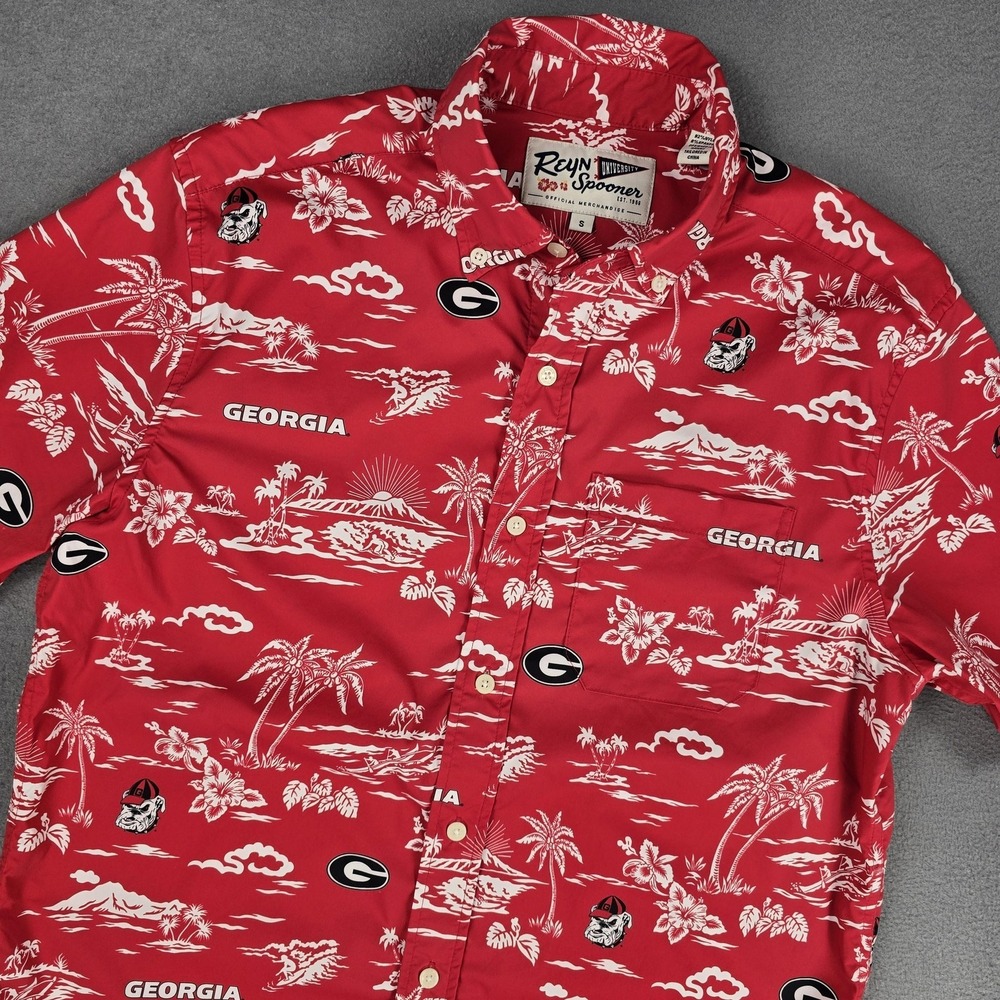 Georgia Bulldogs Reyn Spooner Shirt Mens Small Red NCAA Football Aloha‎
